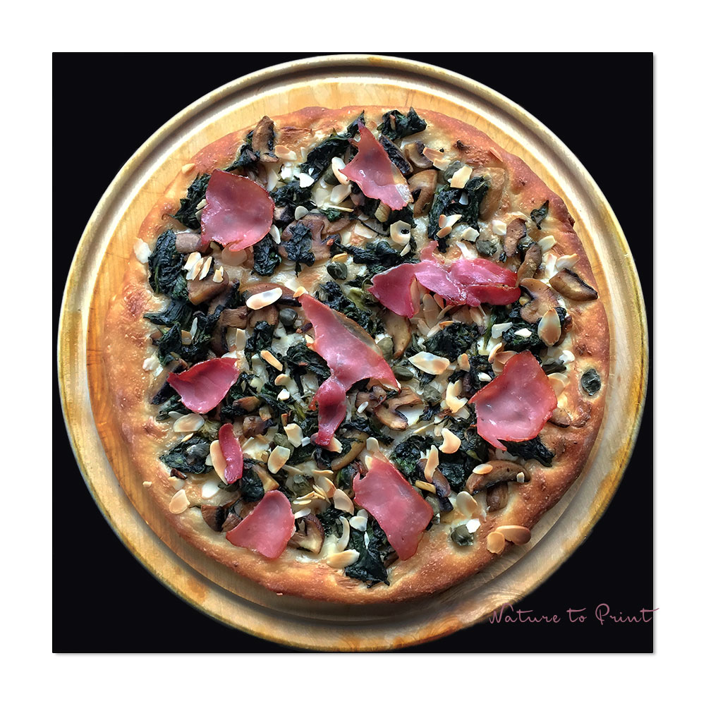 Pizza Fungi-Spinat Lievito Madre, mit Rezept