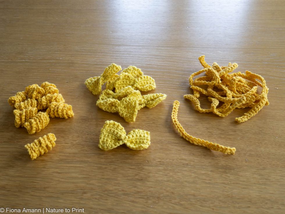 Nudeln häkeln für Kinderküche oder Kaufmannsladen