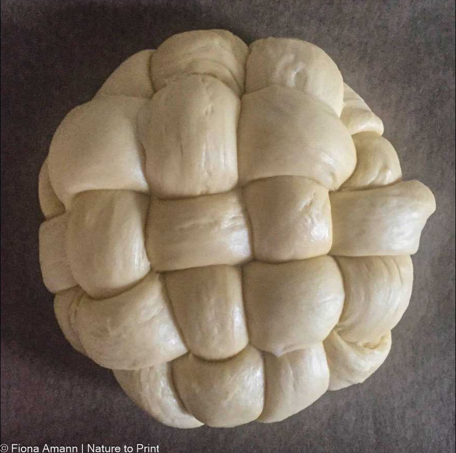 Butter-Hefebrot in Knotenform mit 6 Strängen gewebt